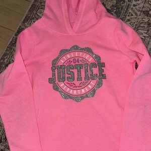 Pink Justice hoodie with glitter logo girls size 12 #kidcore #glamour
